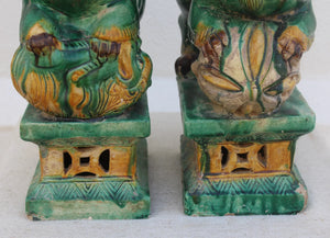 Pareja de Leones Foo en Cerámica Sancai