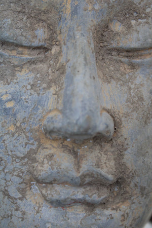 Buda Shakyamuni en piedra policromada, Dinastía Tang
