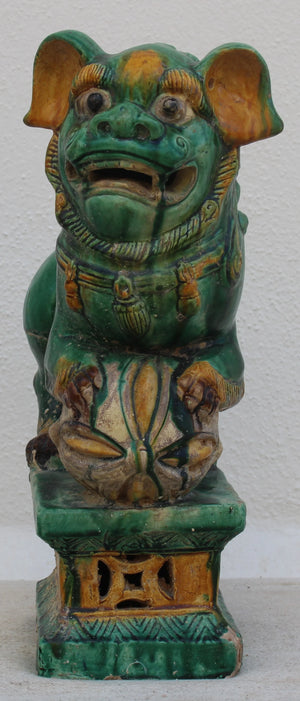 Pareja de Leones Foo en Cerámica Sancai