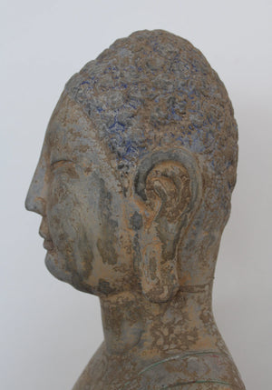 Buda Shakyamuni en piedra policromada, Dinastía Tang