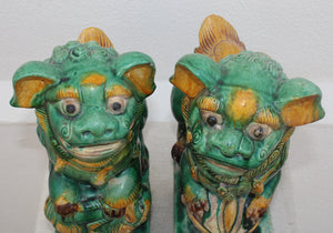 Pareja de Leones Foo en Cerámica Sancai