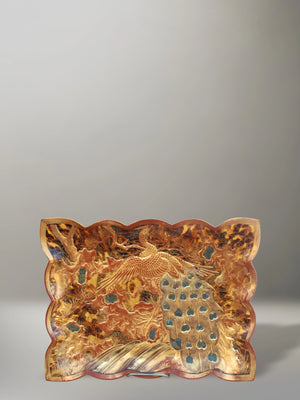 Bandeja de Carey con Decoración de Pavo Real