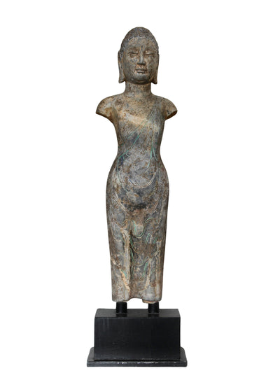 Buda Shakyamuni en piedra policromada, Dinastía Tang