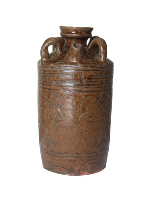 Jarra de vino de cerámica vidriada china del siglo XIX