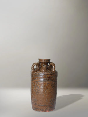 Jarra de vino de cerámica vidriada china del siglo XIX