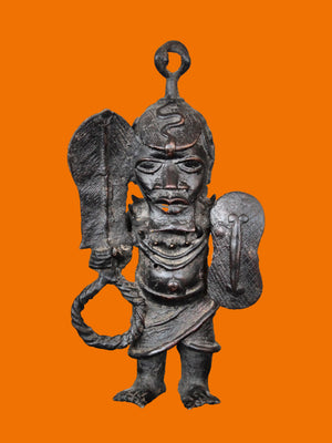 Escultura en bronce guerrero Benín