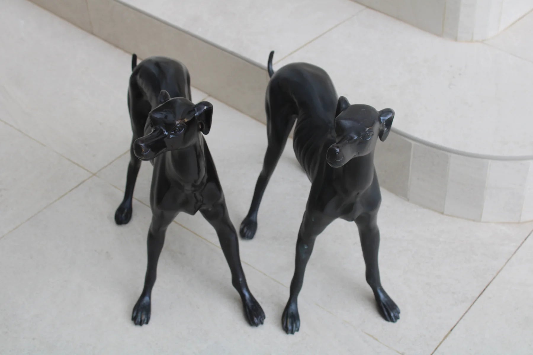 Pareja de Galgos en Bronce Art Déco