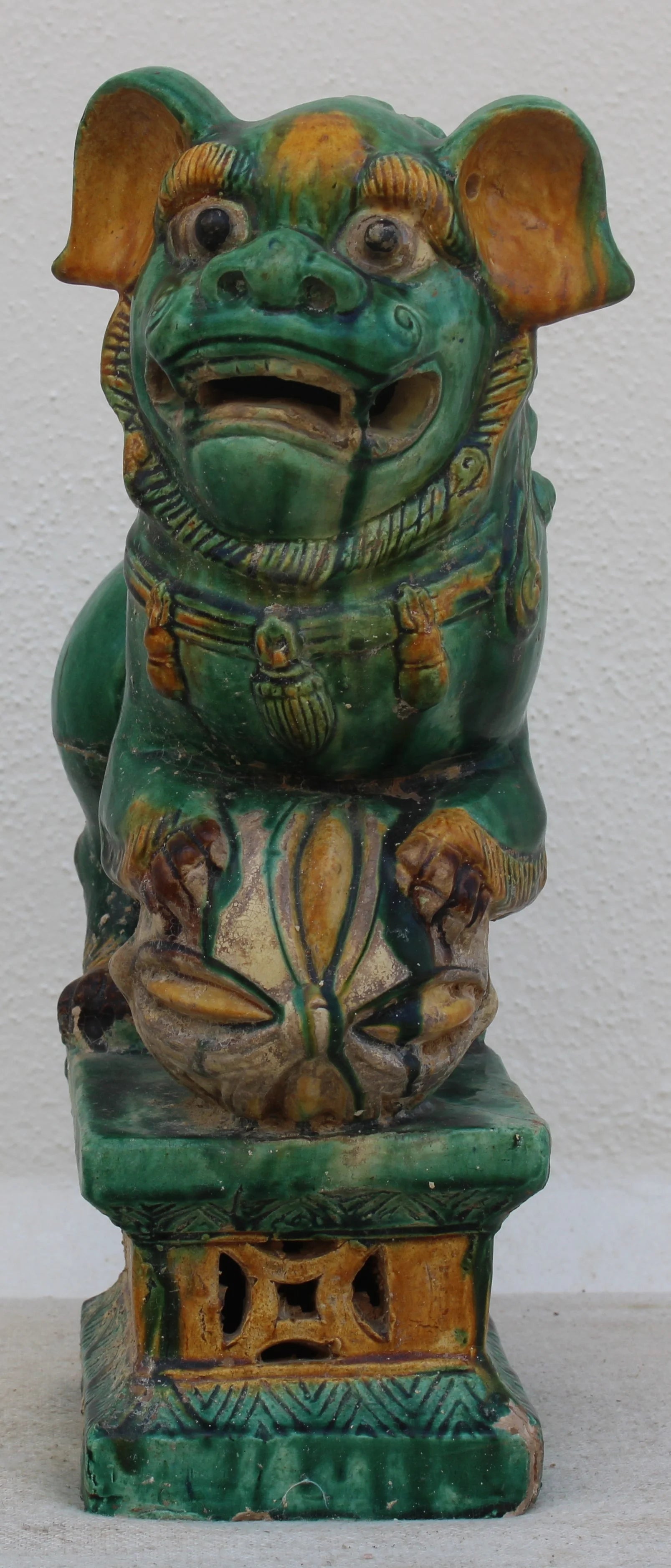 Pareja de Leones Foo en Cerámica Sancai